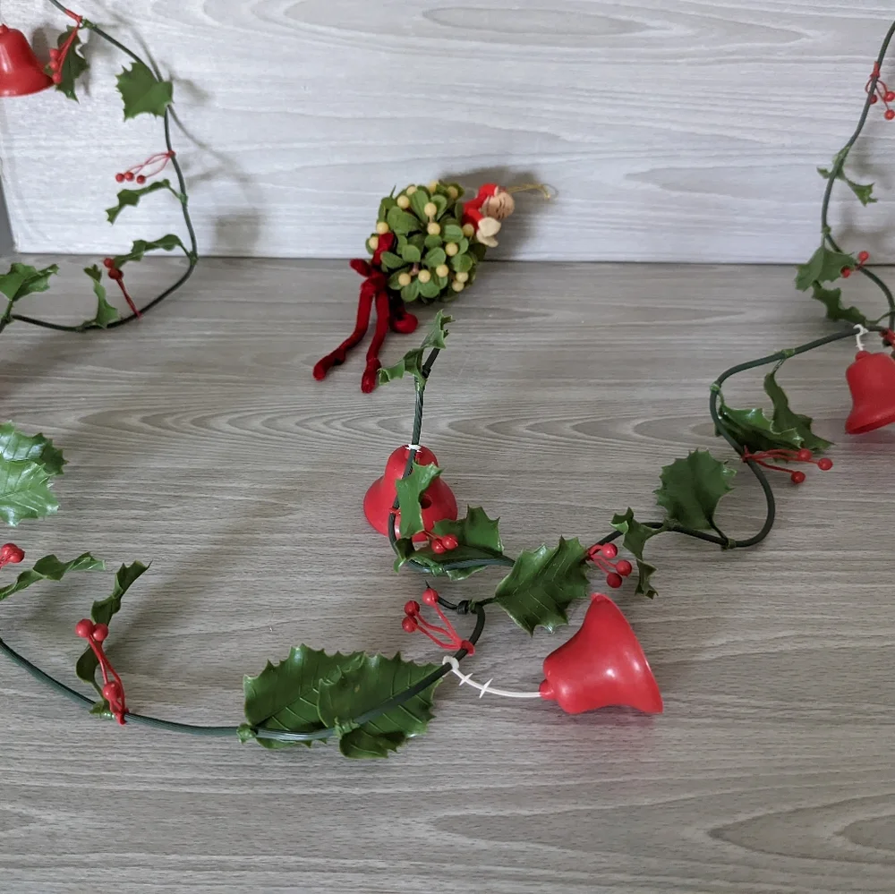 Vintage Christmas Holly and Bells Garland